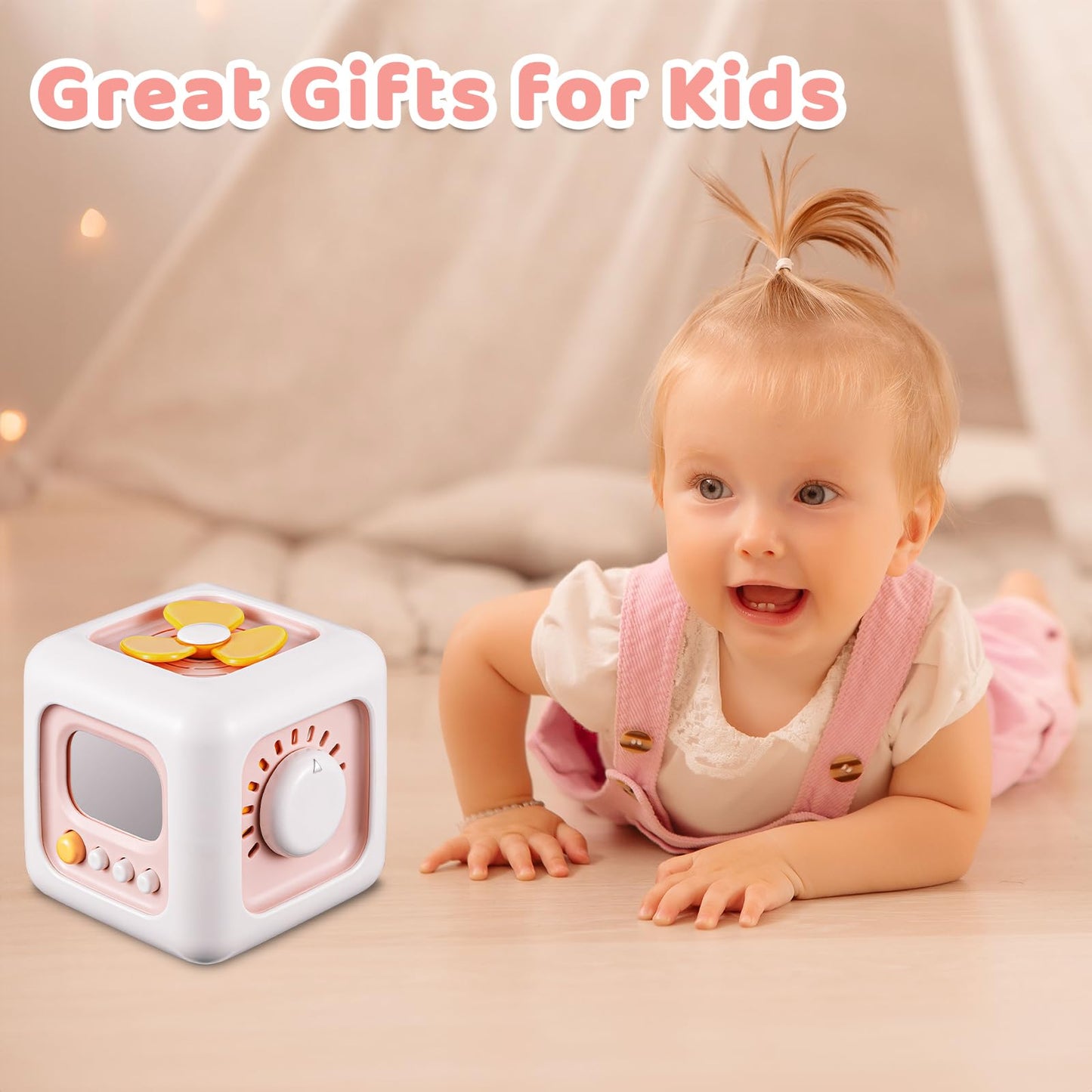 Busy Cube Toys for 1 Year Old Girl Gifts, Montessori for Baby Girl, Travel Sensory Toys for Toddlers 1-3, Learning Fine Motor Skills| 1st Birthday Girl Gifts 12 Months +