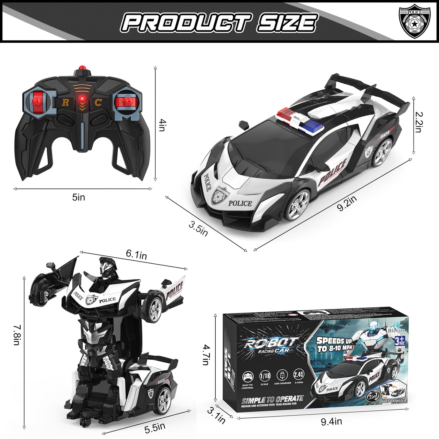 BLUEJAY Transform Rc Cars | Orange and White
