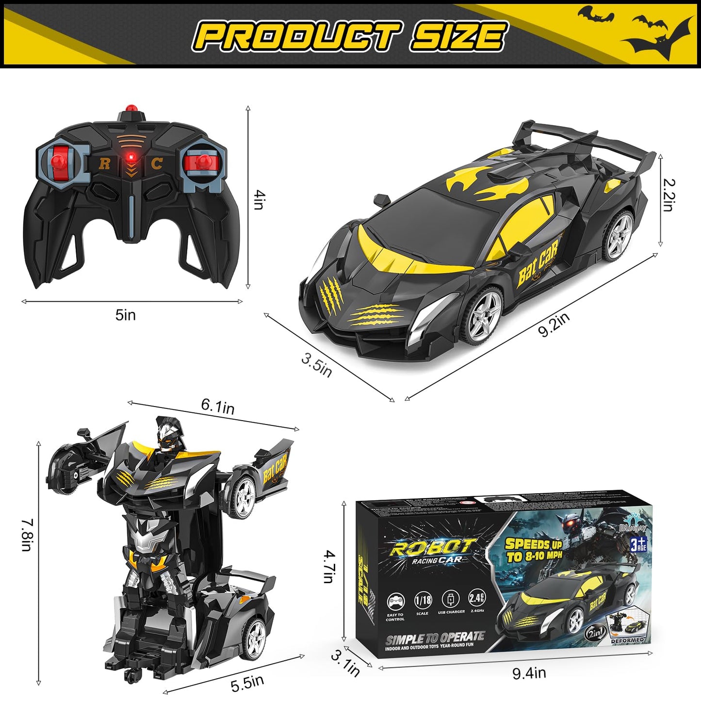 BLUEJAY Transform Rc Cars | Orange and White