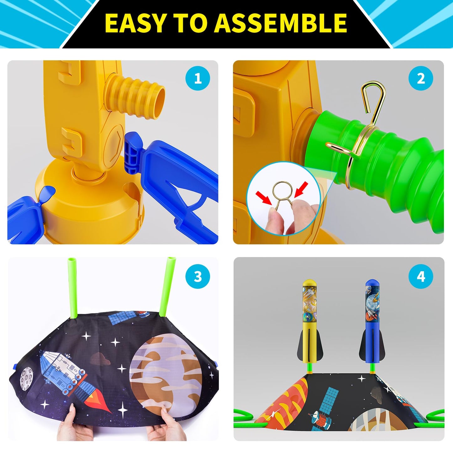 Toys Rocket Launcher for Kids - Launch up to 100 Ft, 8 Multi-Color Foam Rockets & Adjustable Launch Stand, Kids Outdoor Toys, Birthday Toys for Kids Boys Girls Age 3+ Years Old