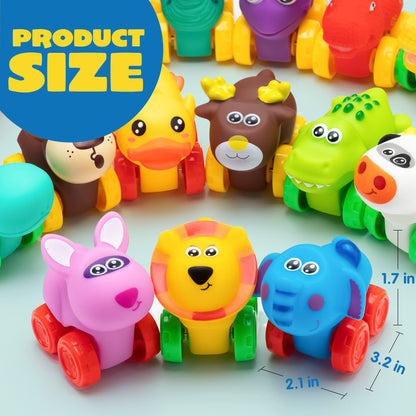 JOYIN Cartoon Cars, Soft Rubber Toy Car Set, Mini Vehicles, Bath Toy Car for Toddlers, Gift for Boys and Girls Easter Basket Stuffers, Summer Beach and Pool Activity, Party Favors for Kids