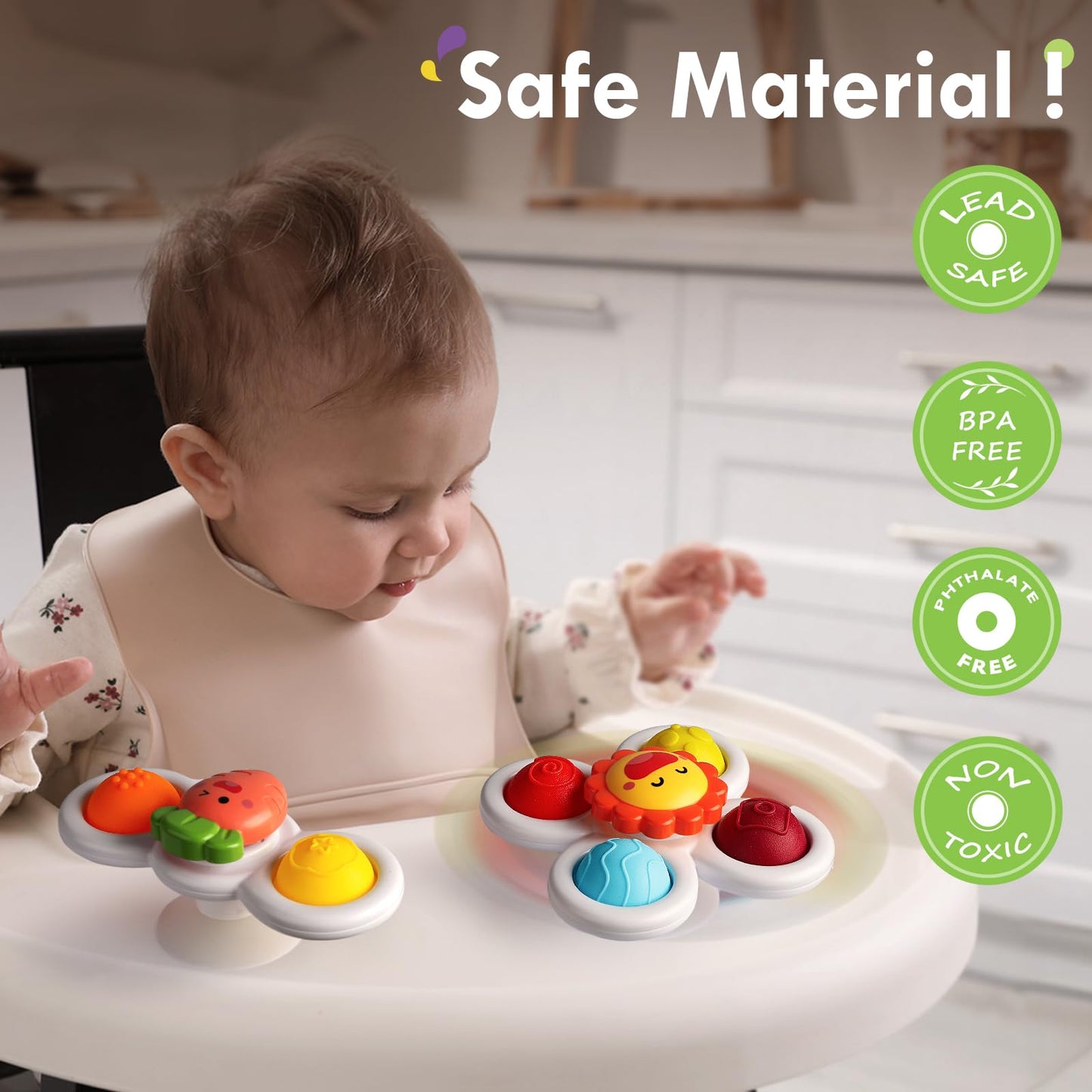 3PCS Pop Suction Cup Spinner Rotatory Toys