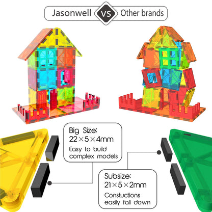 Jasonwell 110PCS Magnetic Tiles Building Blocks Set for Boys Girls Preschool Educational Magnet Construction Kit Stacking STEM Toys Christmas Birthday Gifts for Kids Toddlers 3 4 5 6 7 8 9 + Year Old