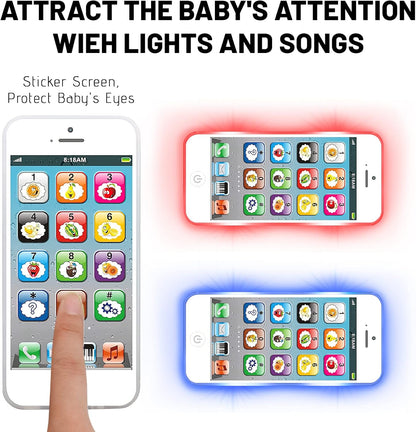 Toy Learning Play Cell Phone with 8 Functions and Dazzling Lights Interactive Toy for Toddler Baby Kids Boys Girls