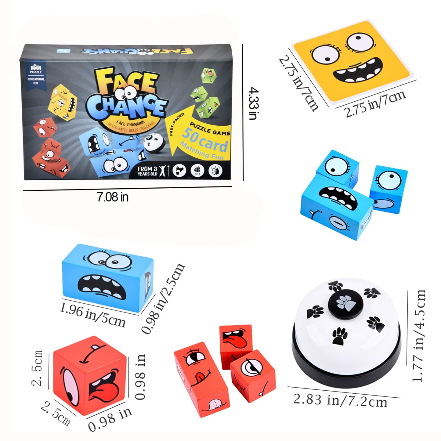 Wooden Face Changing Magic Cube Game