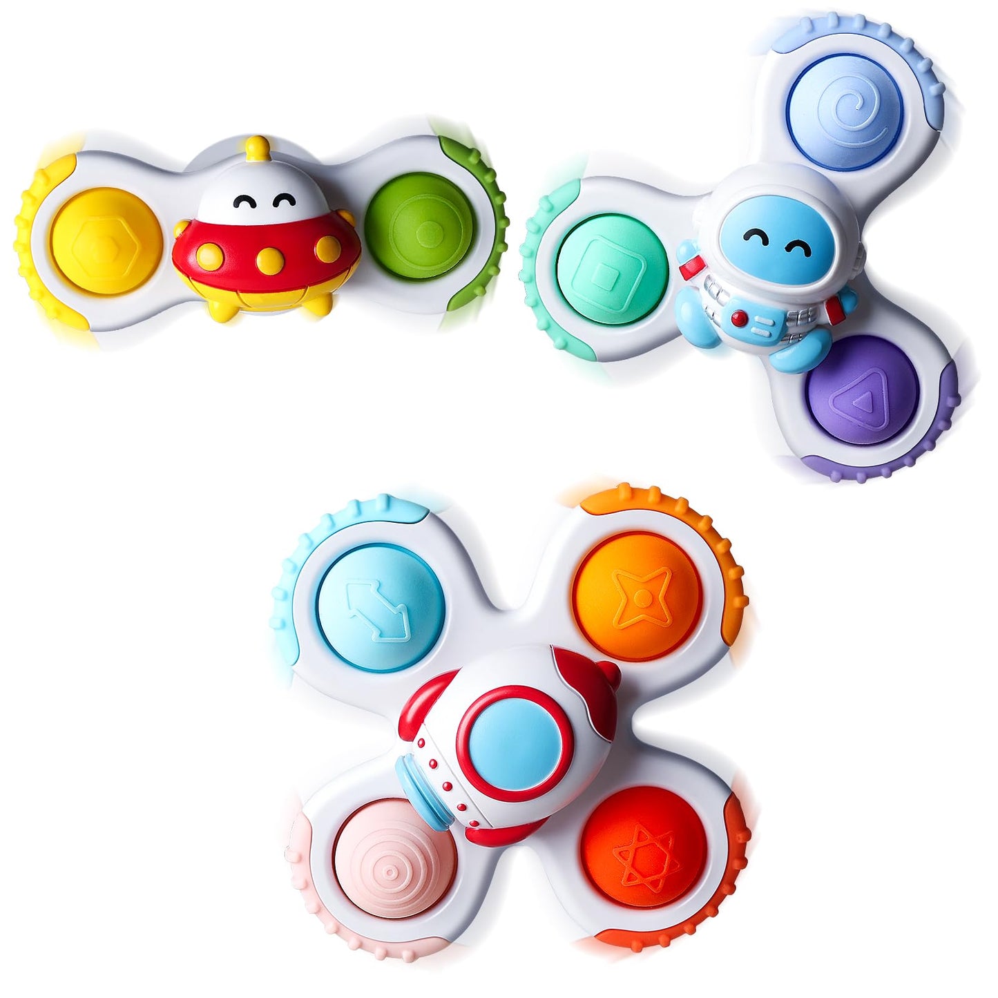 3PCS Pop Suction Cup Spinner Rotatory Toys