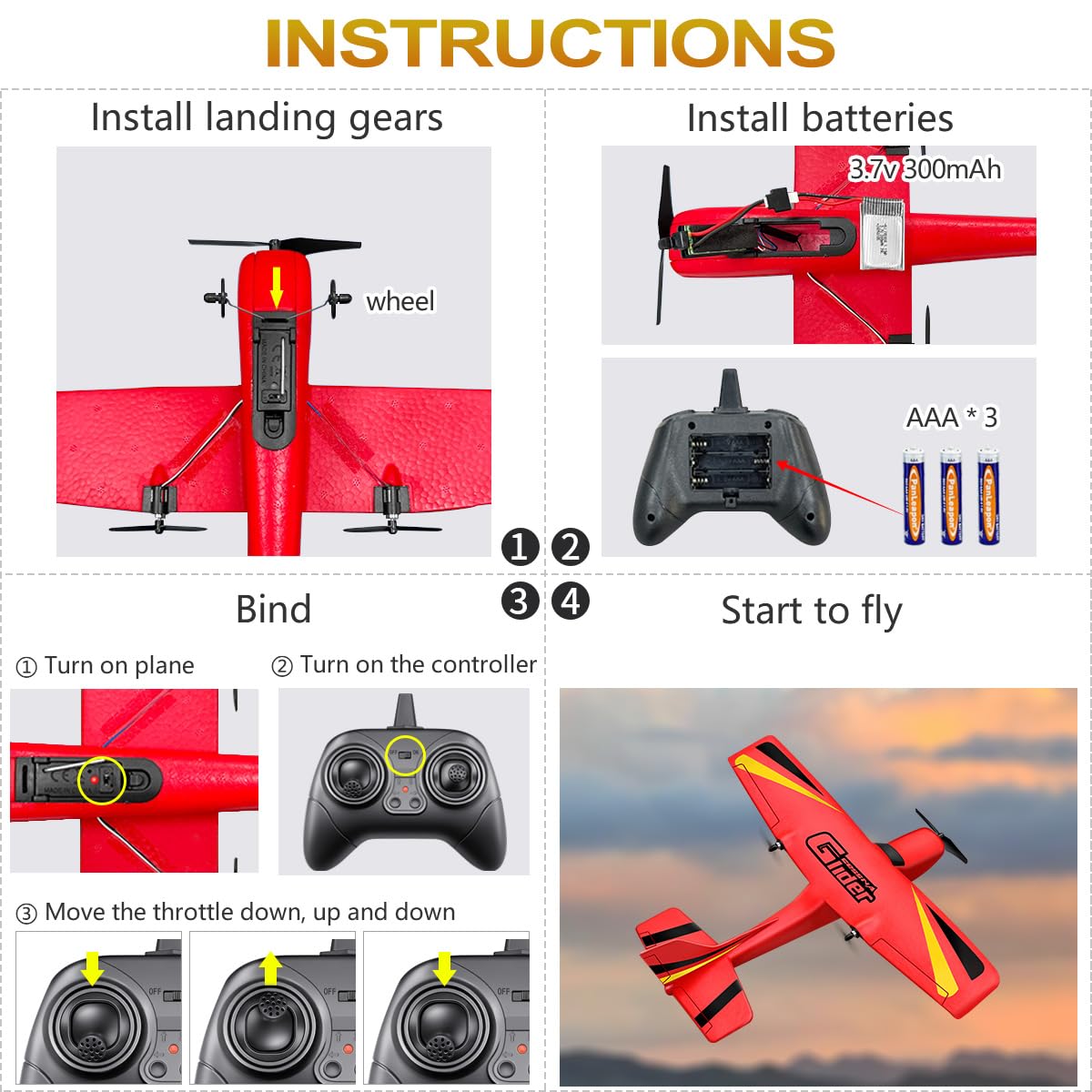 HAWK'S Work 2 CH RC Airplane, RC Plane