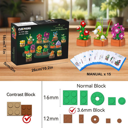 15 Pack Flowers Plants 3.6MM Mini Building Sets