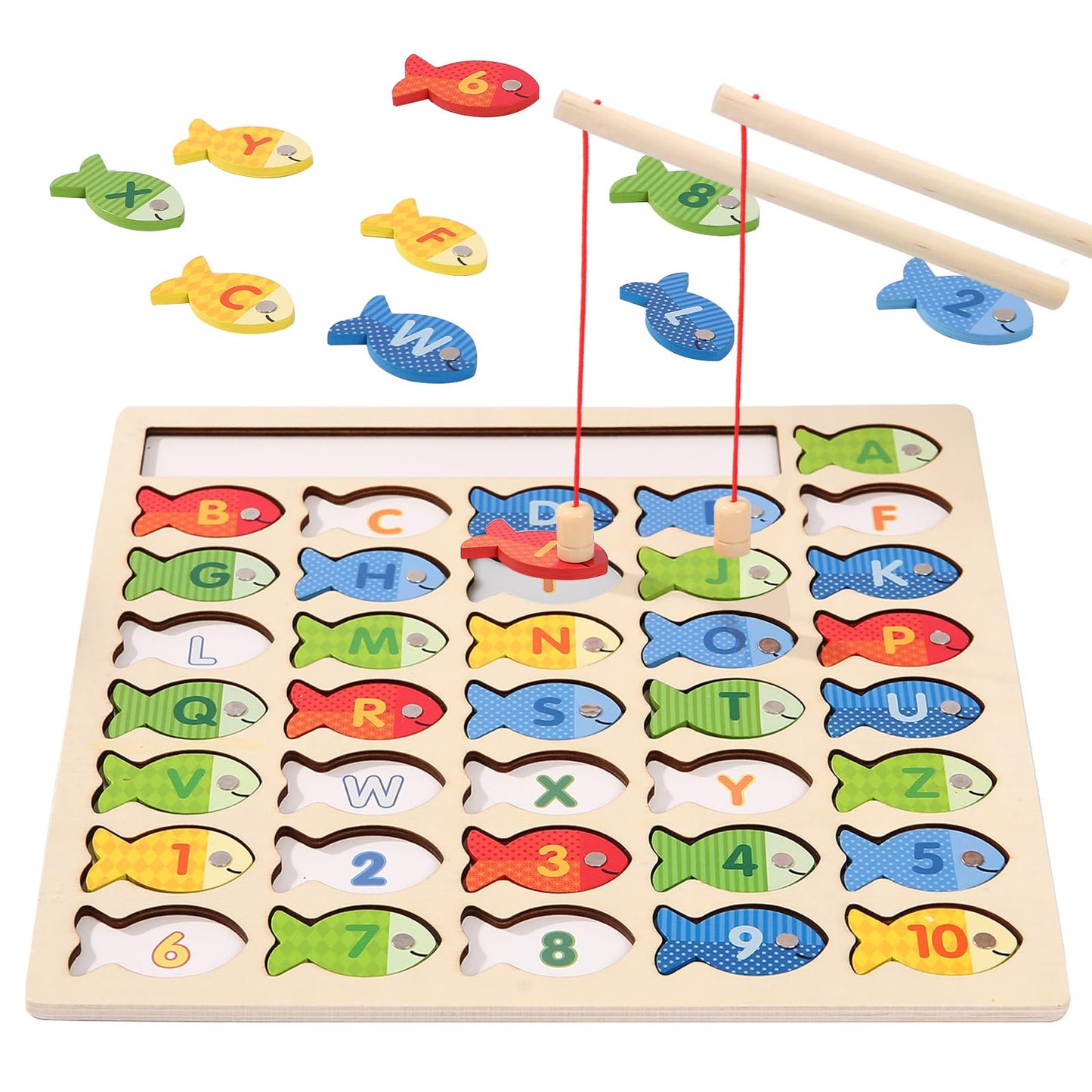 Wooden Magnetic Fishing Game - Educational Toy for Kids 3-5+