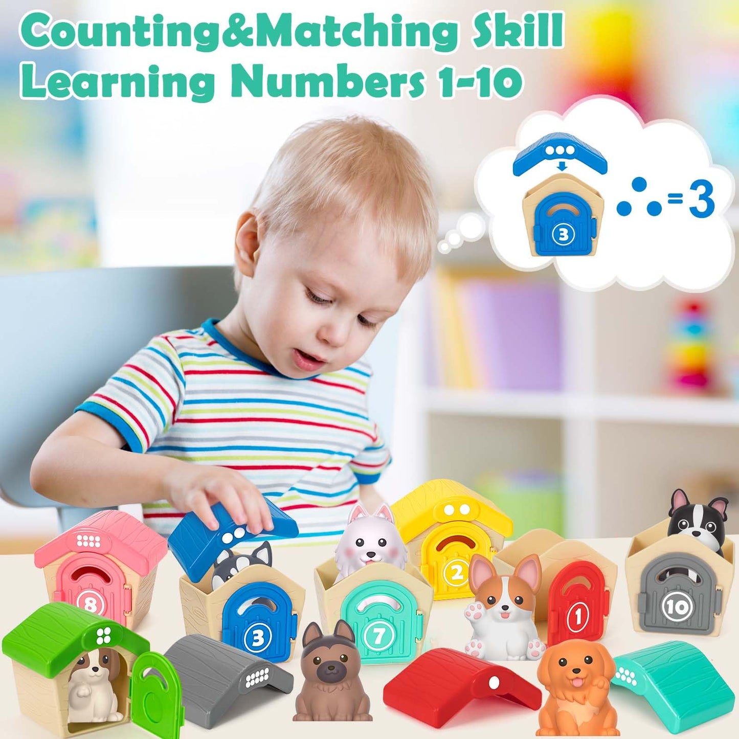 Learning Toys for 1,2,3 Year Old Toddlers, 20Pcs Safari Animals Toys Montessori Counting, Matching & Sorting Fine Motor Games, Christmas Birthday Easter Gift for Baby Boys Girls Age 12-18 Months
