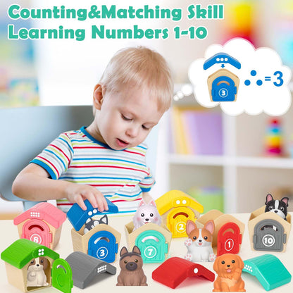 Learning Toys for 1,2,3 Year Old Toddlers, 20Pcs Safari Animals Toys Montessori Counting, Matching & Sorting Fine Motor Games, Christmas Birthday Easter Gift for Baby Boys Girls Age 12-18 Months