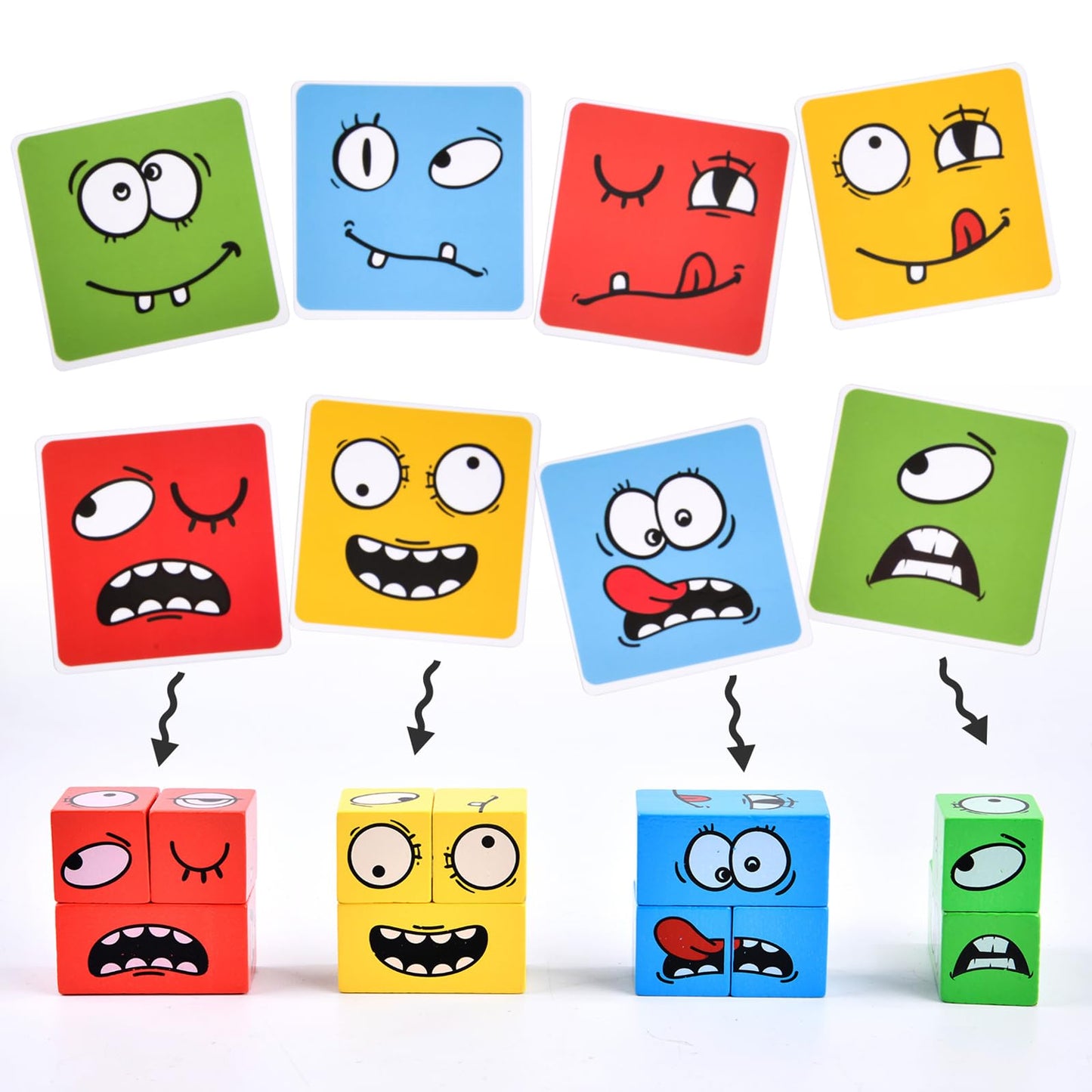 Wooden Face Changing Magic Cube Game