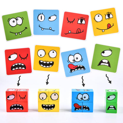 Wooden Face Changing Magic Cube Game
