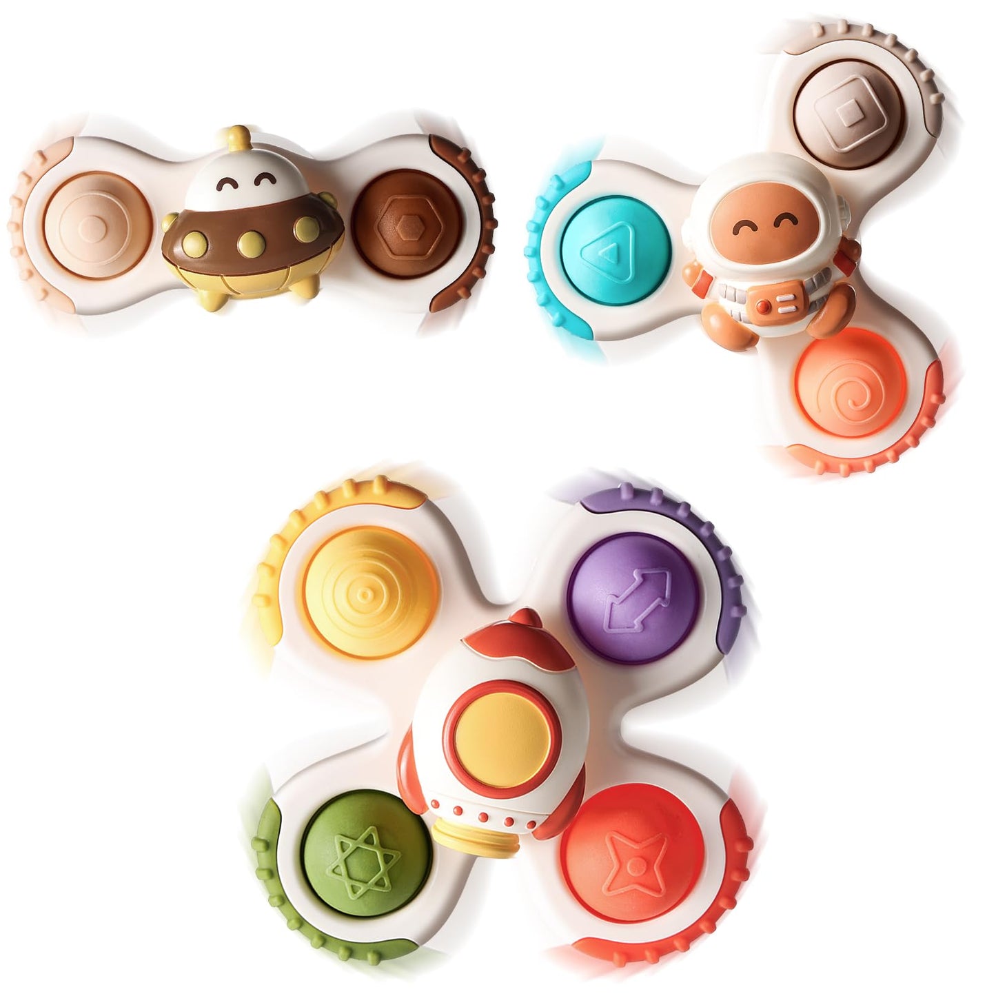 3PCS Pop Suction Cup Spinner Rotatory Toys
