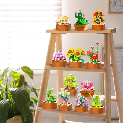 12 Pack Flowers Succulents 3.6MM Mini Building Set