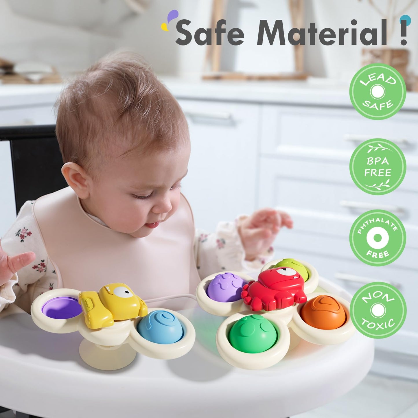 3PCS Pop Suction Cup Spinner Rotatory Toys