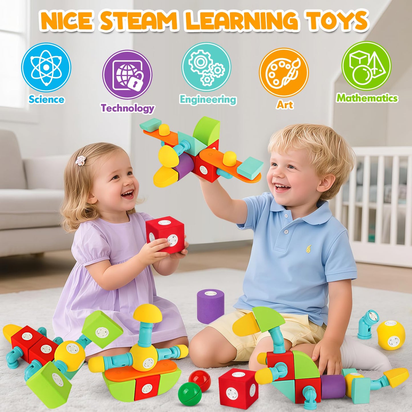 15 PCS Magnetic Foam Blocks for Kids
