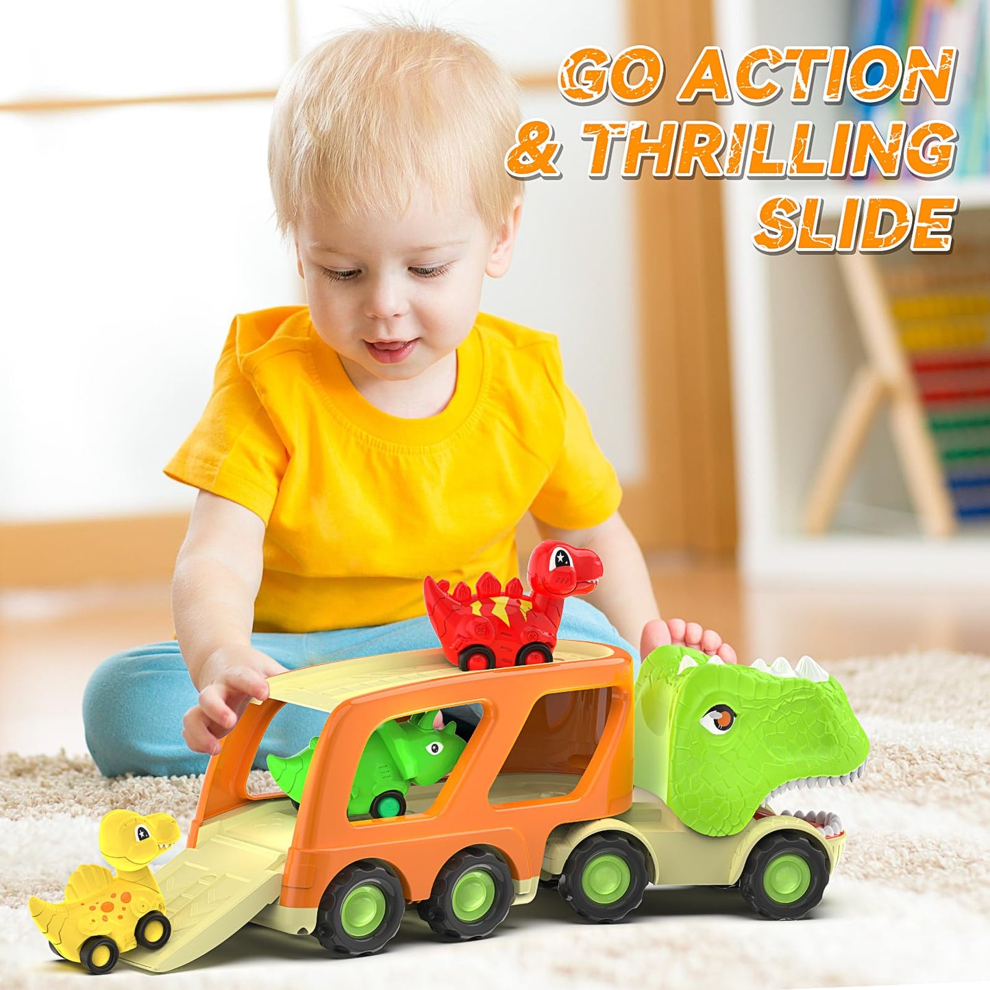 Dinosaur Friction Power Carrier Truck Toy