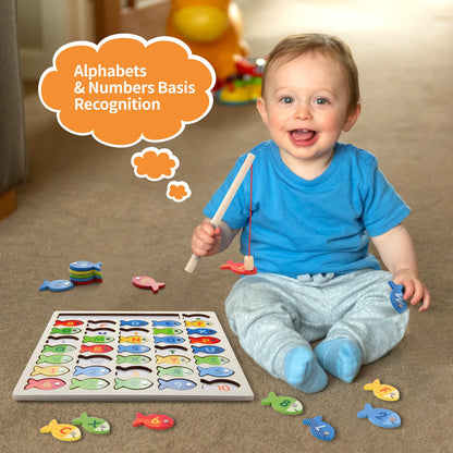 Wooden Magnetic Fishing Game - Educational Toy for Kids 3-5+