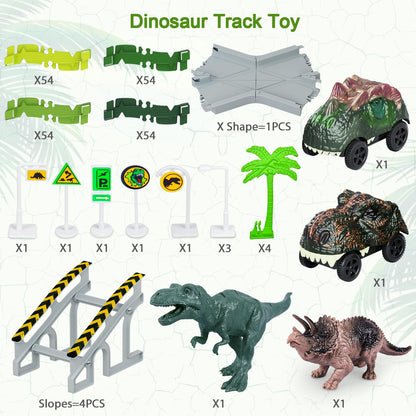 Dinosaur Toys, 252 PCS Create A Dinosaur World Road Race Tracks