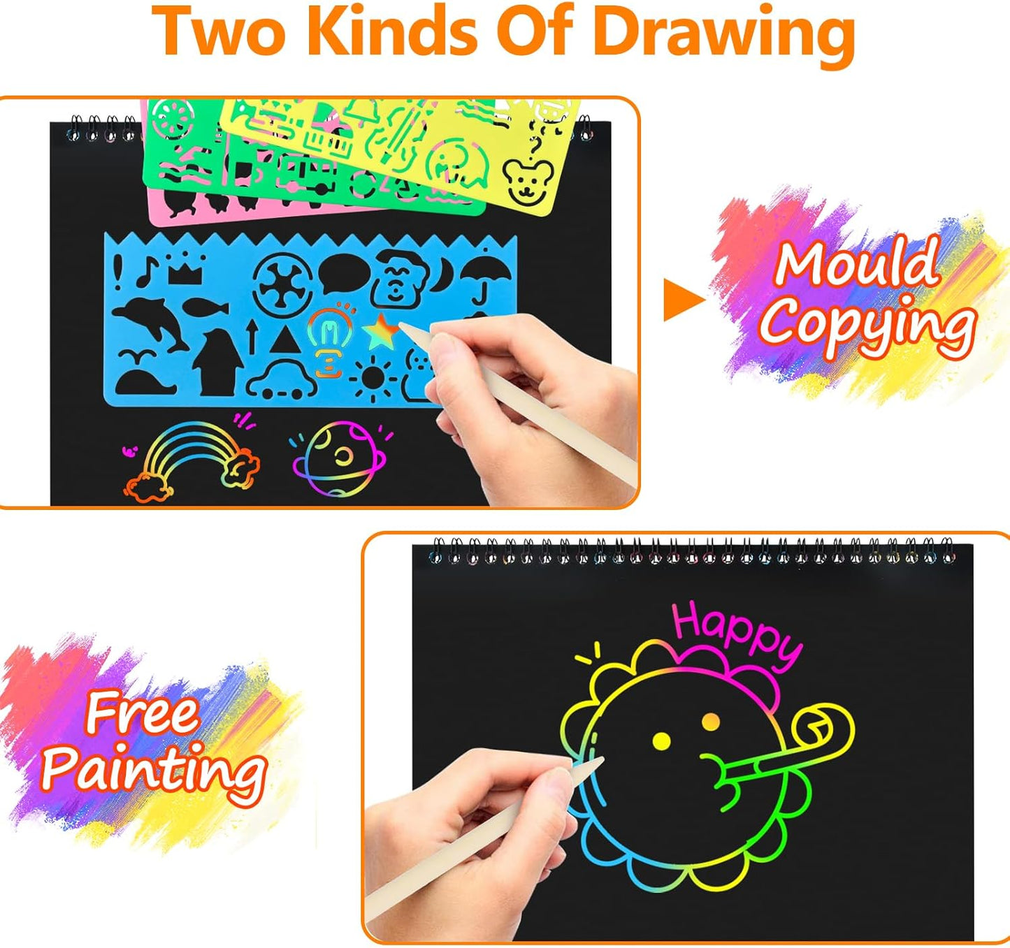 Stocking Stuffers for Kids: Scratch Paper Art Crafts Christmas Gifts Back to Girl School Teacher Supplies Game Party Favors Activities Toys for Teens Boy Ages 3-12 Years Old Valentines Birthday 2 Pack