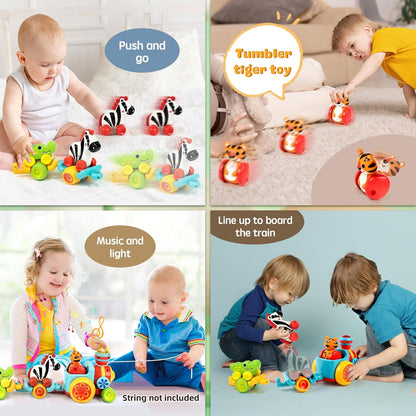 Marstone Toys for 1 Year Old Boy Birthday Gifts: Animal Train Set for Toddlers 1-2, Educational Learning Forest-Themed Push Car Baby Girl Toy 6-12 Months 12-18 Months for Motor Skills, Xmas Christmas