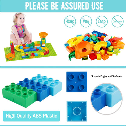 2-in-1 Kids Toys - Marble Run Building Blocks