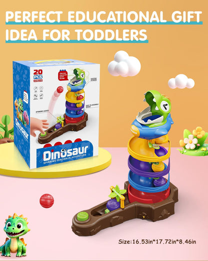 Dinosaur Ball Drop Toys for 3 4 5 6 7 8 9 Years Old Kids, Dino Spin Twister Toddlers Toy, Shoot Balls Toddler Montessori Toys Gifts for 3-6 Year Old Boys Girls, 2 Players PK Mode