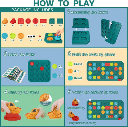 STEM Board Games Kids Toys, Maze Brain Teaser Puzzles Learning Games for Kids Ages 4-8 118 Challenges 5 Difficulty Levels Squirrel Logic Track Building Blocks, Educational Montessori Birthday Gifts