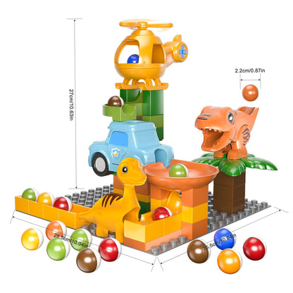 Marble Runs for Kids 4-8,Marble Run for Kids Ages 3-5 with Dinosaur Building Blocks,Dinosaur Toys,STEM Building Toys with 4 Marble Track Compatible with Major Brands