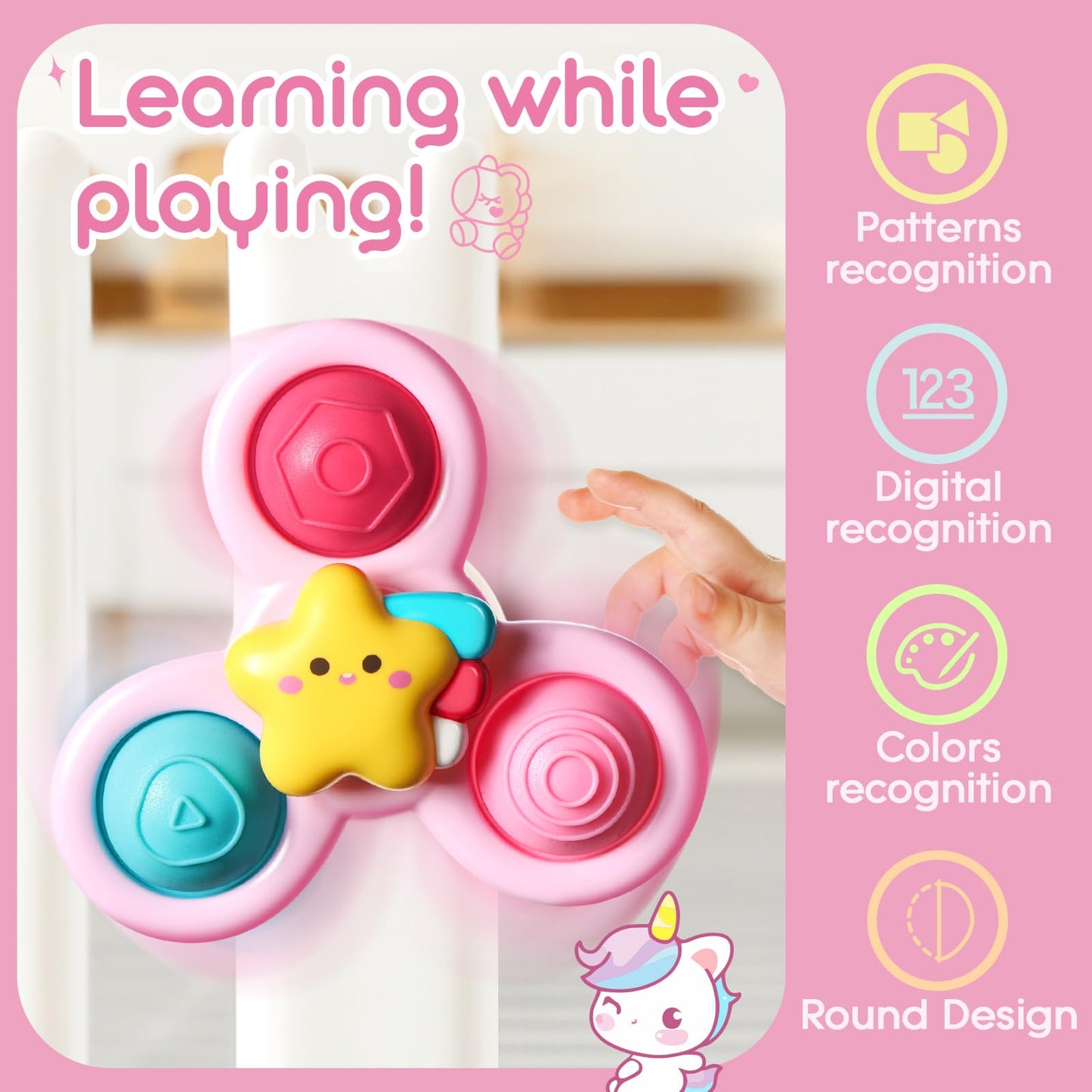3PCS Pop Suction Cup Spinner Rotatory Toys