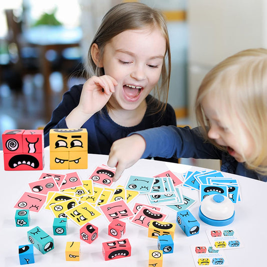 Wooden Face Changing Magic Cube Game
