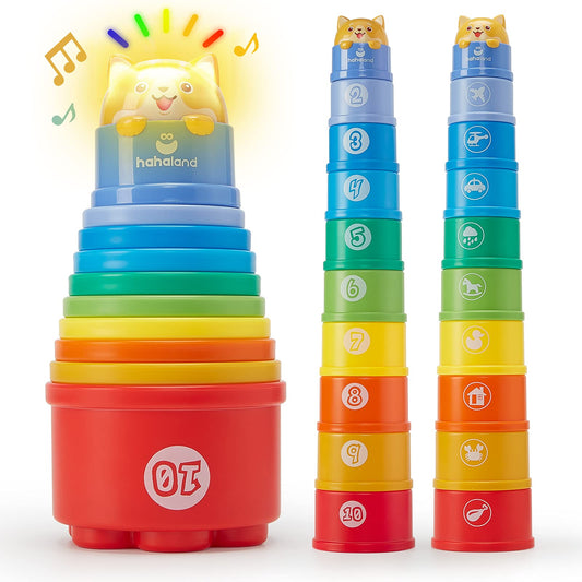 hahaland Stacking Toys for Toddlers 1-3 - Stacking Cups - Toddler Toy Age 1-2 Learning Montessori Toys for 1 Year Old Boy Birthday Gift Baby Stacking Cups 12-18 Months