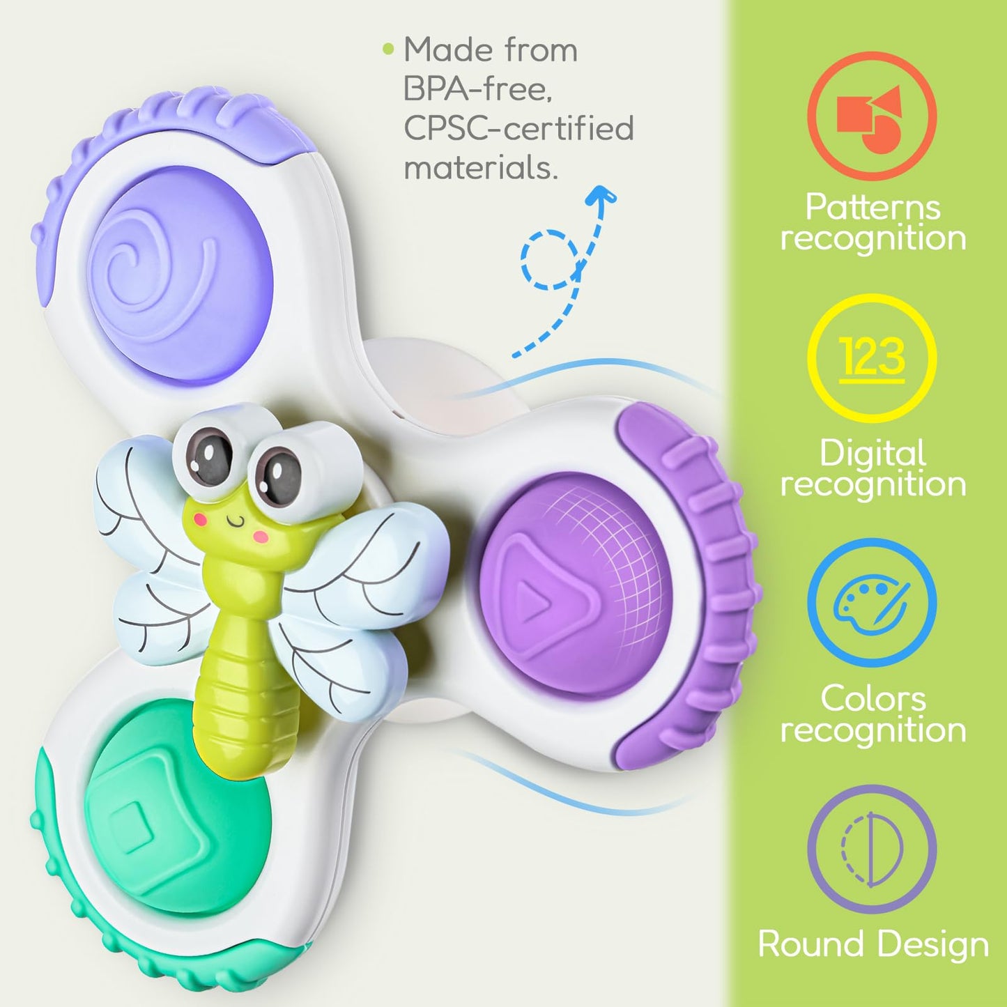 3PCS Pop Suction Cup Spinner Rotatory Toys