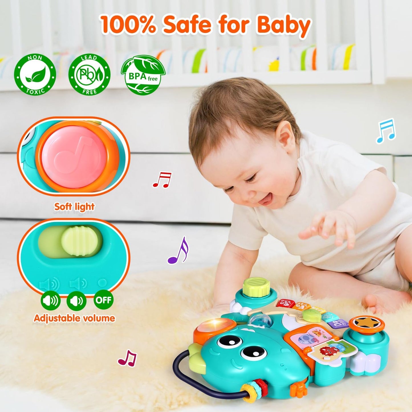 Baby Piano Toy 6 to 12 Months Light Up Music Baby Toys for 0 6 9 12 18 Months Early Learning Educational Piano Keyboard Infant Babies Girl Toy 1 Year Old Boy Girls Gift