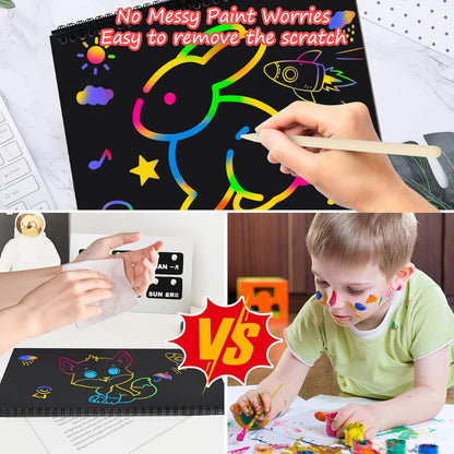Stocking Stuffers for Kids: Scratch Paper Art Crafts Christmas Gifts Back to Girl School Teacher Supplies Game Party Favors Activities Toys for Teens Boy Ages 3-12 Years Old Valentines Birthday 2 Pack