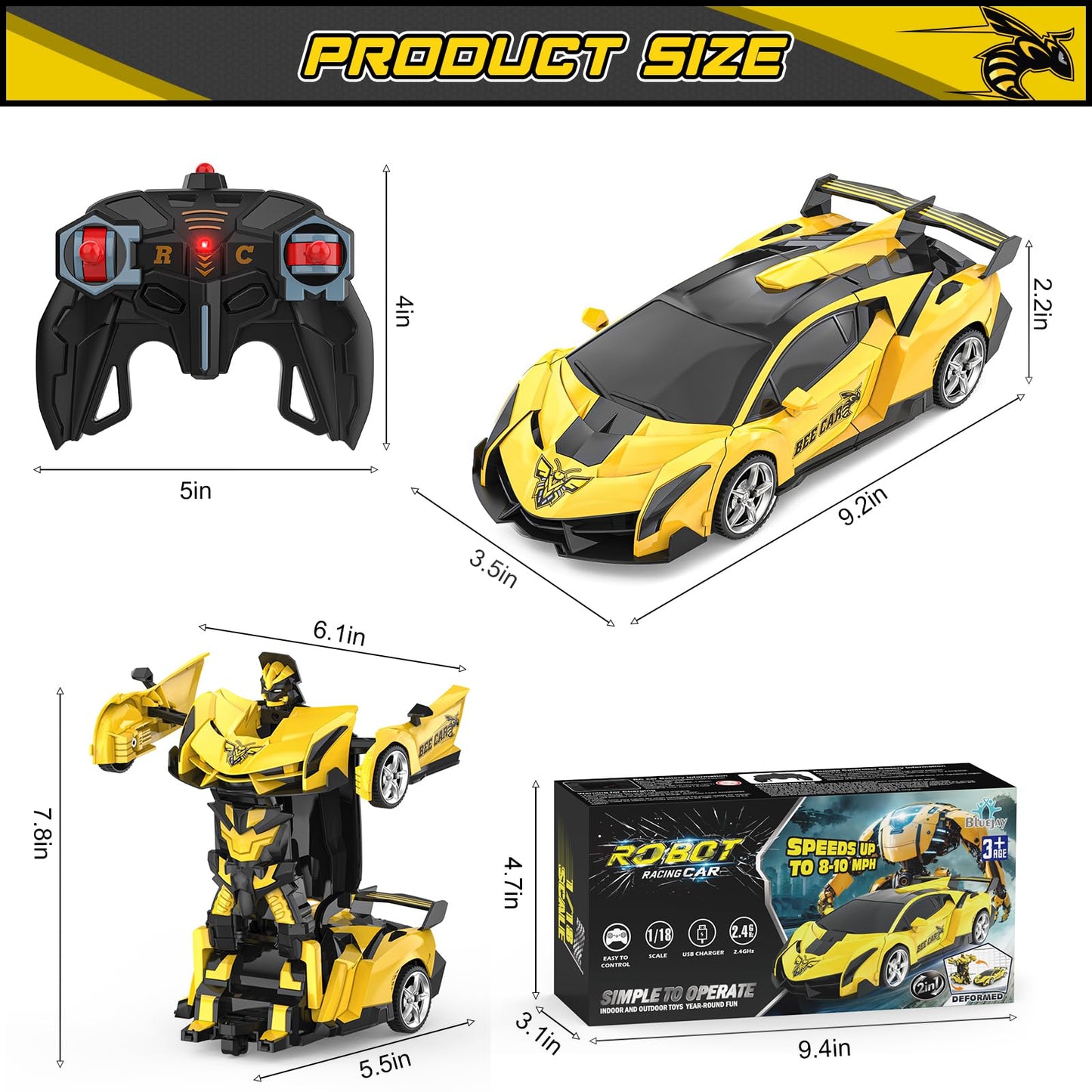BLUEJAY Transform Rc Cars | Orange and White