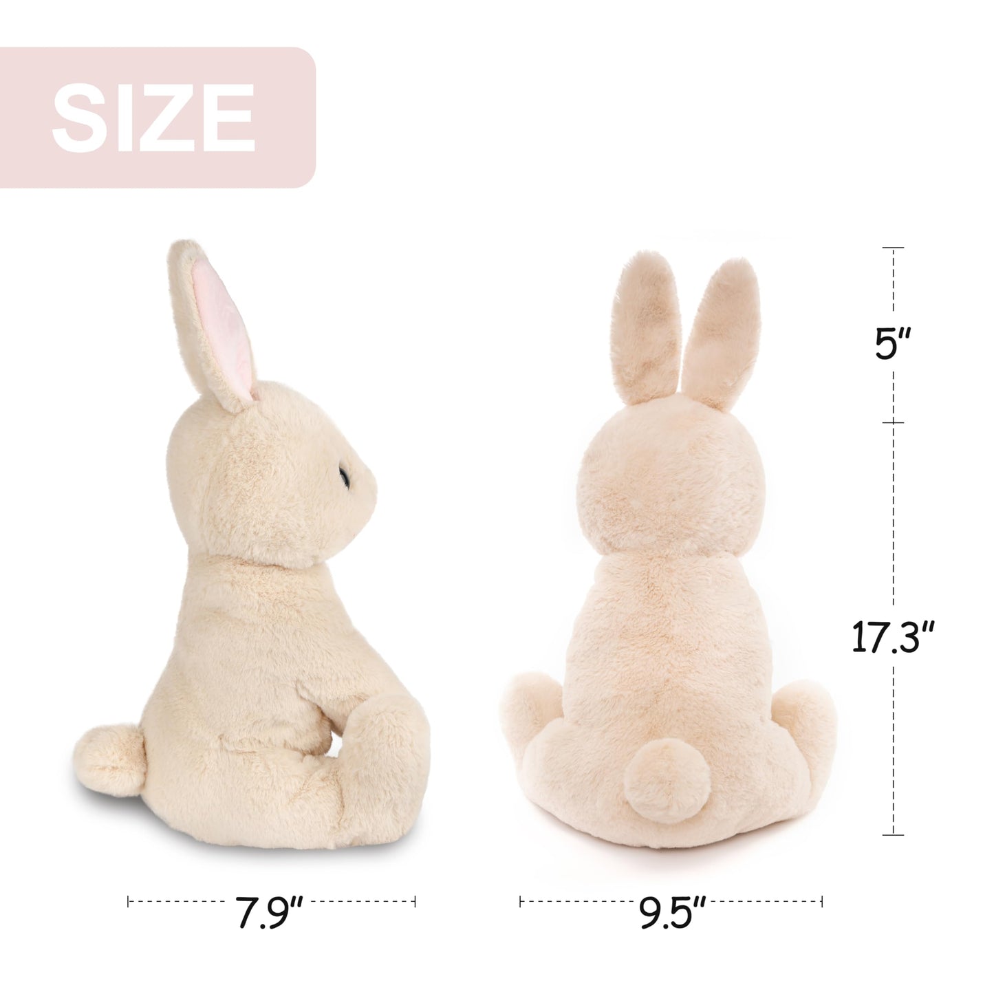 Beige Cream Bunny Rabbit Stuffed Animals Plush Toys for Kids Girls Boys Baby Birthday Bedtime Gift,17.7 inches