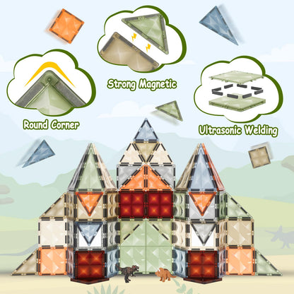 102PCS Ice Castle Magnetic Tiles, 3D Building Blocks STEM Educational Kids Toys for Pretend Play, 3 4 5 6 7 8 Year Old Birthday Gifts for Boys and Girls, Preschool Learning Toys for Birthday