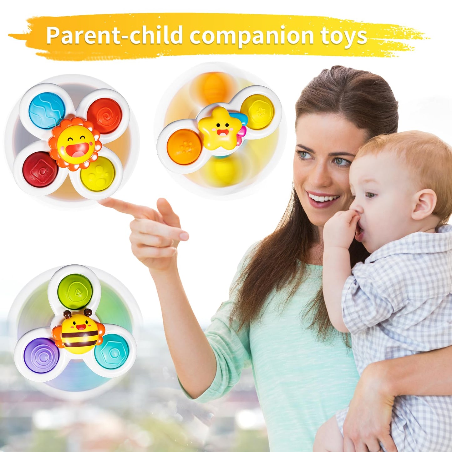 3PCS Pop Suction Cup Spinner Rotatory Toys