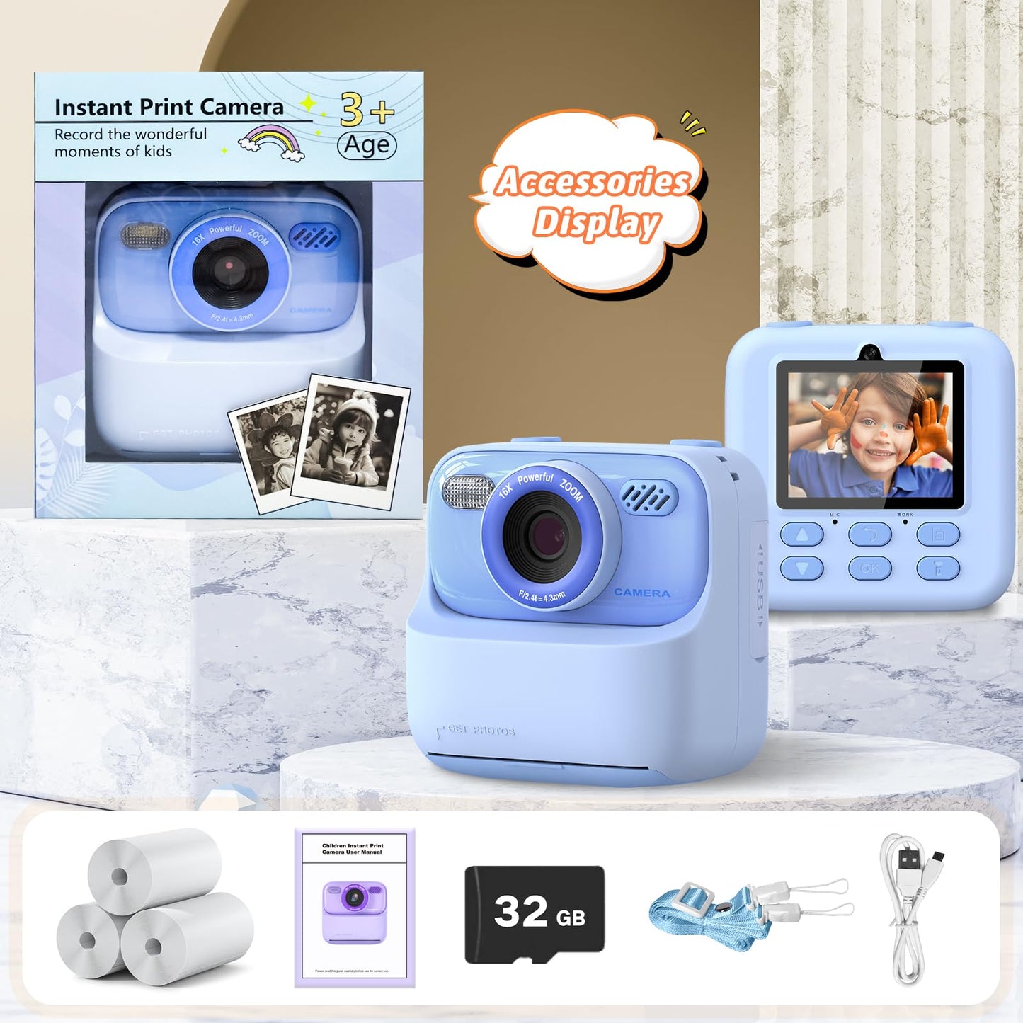 Upgrade Kids Camera Instant Print for Boys and Girls