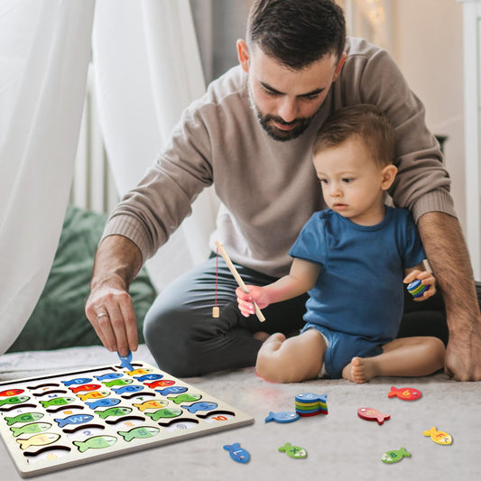 Wooden Magnetic Fishing Game - Educational Toy for Kids 3-5+