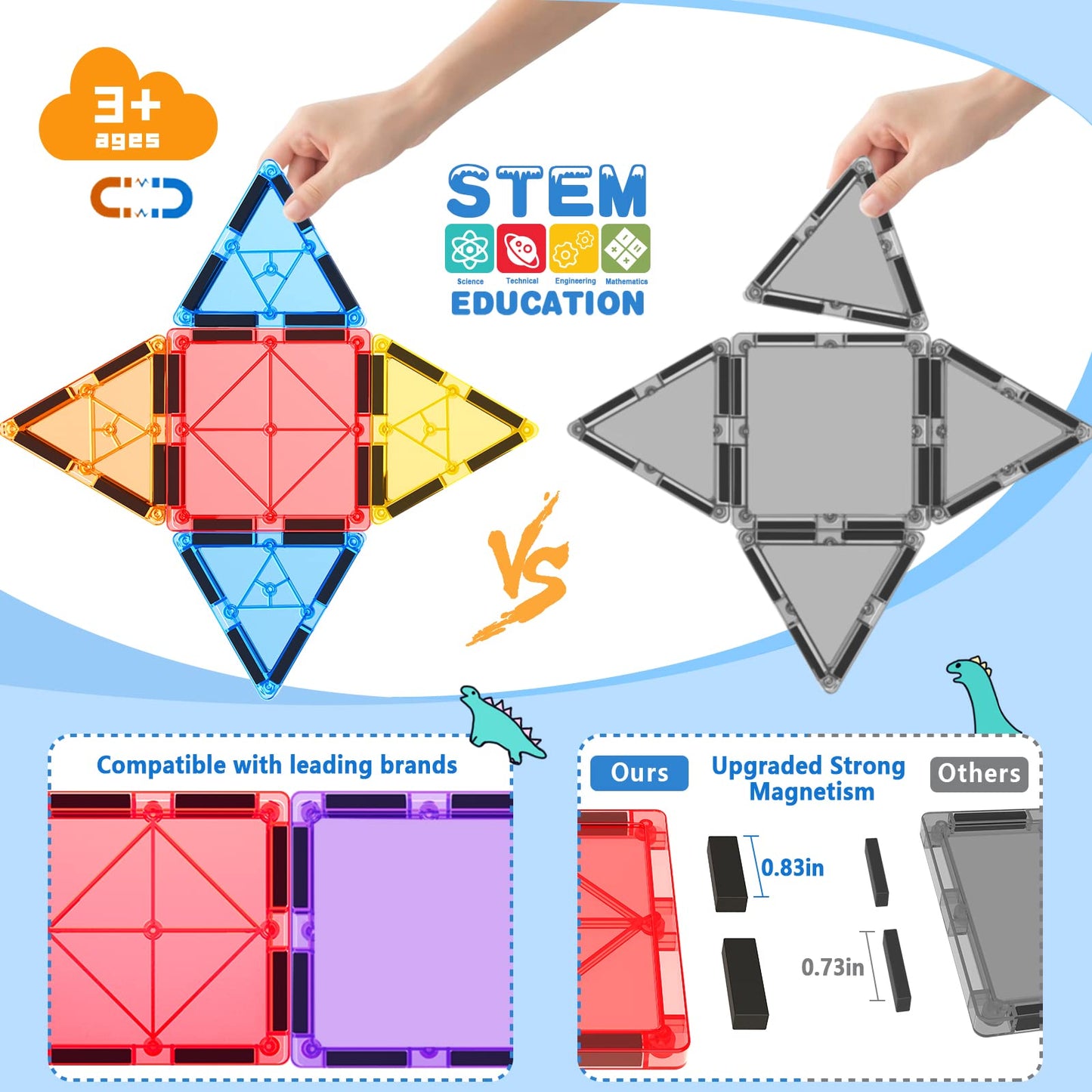 100PCS Magnetic Tiles STEM Building Toys Set