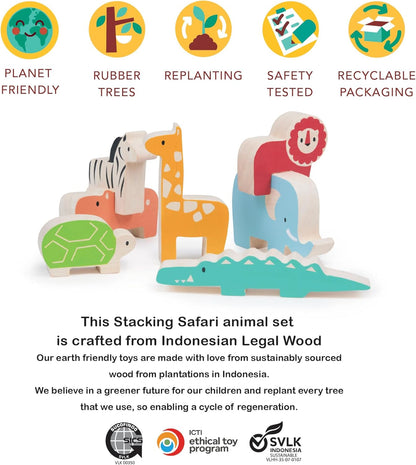 Happy Stacking Safari - 7pc Wooden Stacking Toy