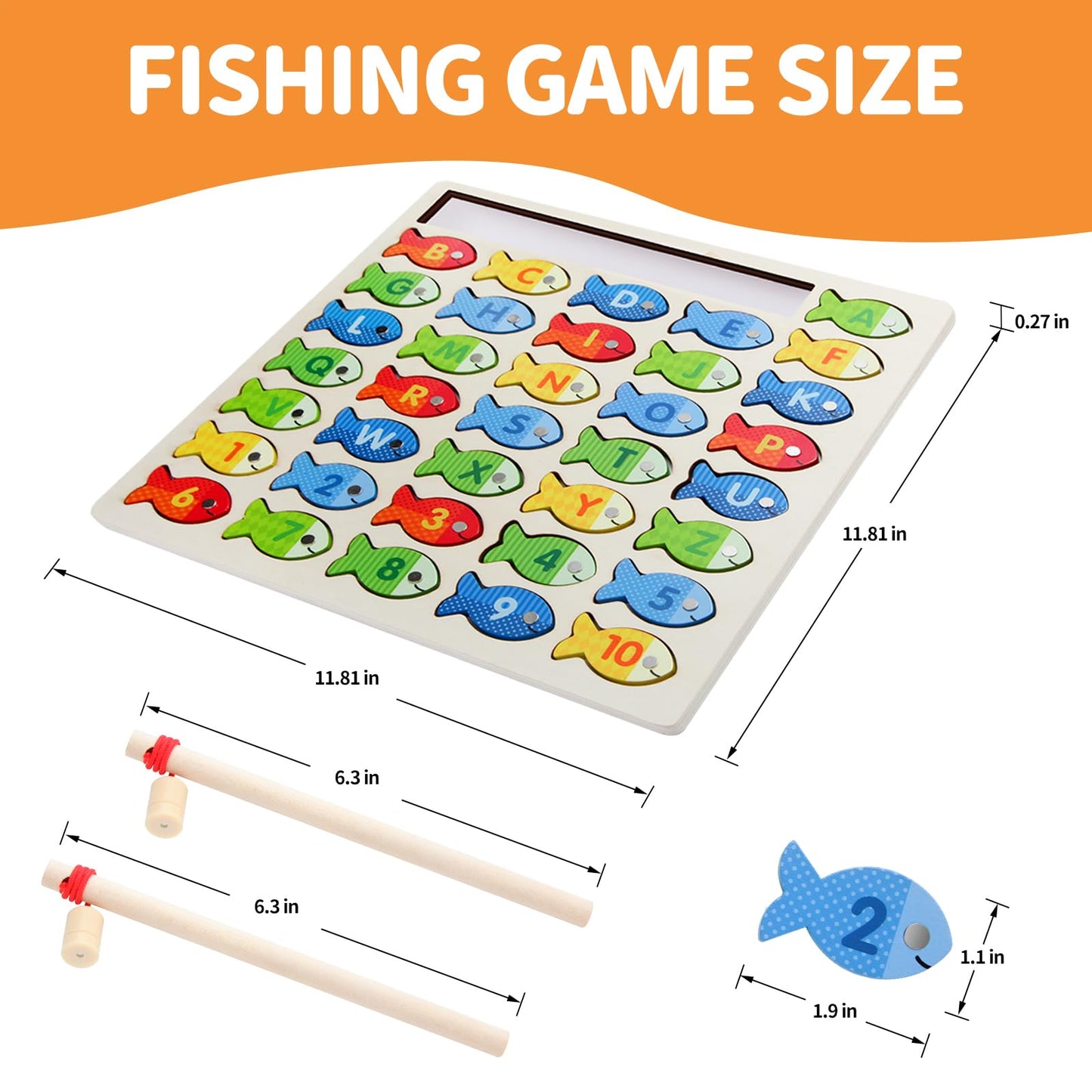 Wooden Magnetic Fishing Game - Educational Toy for Kids 3-5+