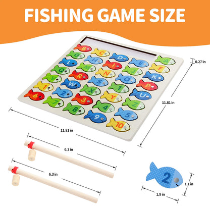 Wooden Magnetic Fishing Game - Educational Toy for Kids 3-5+