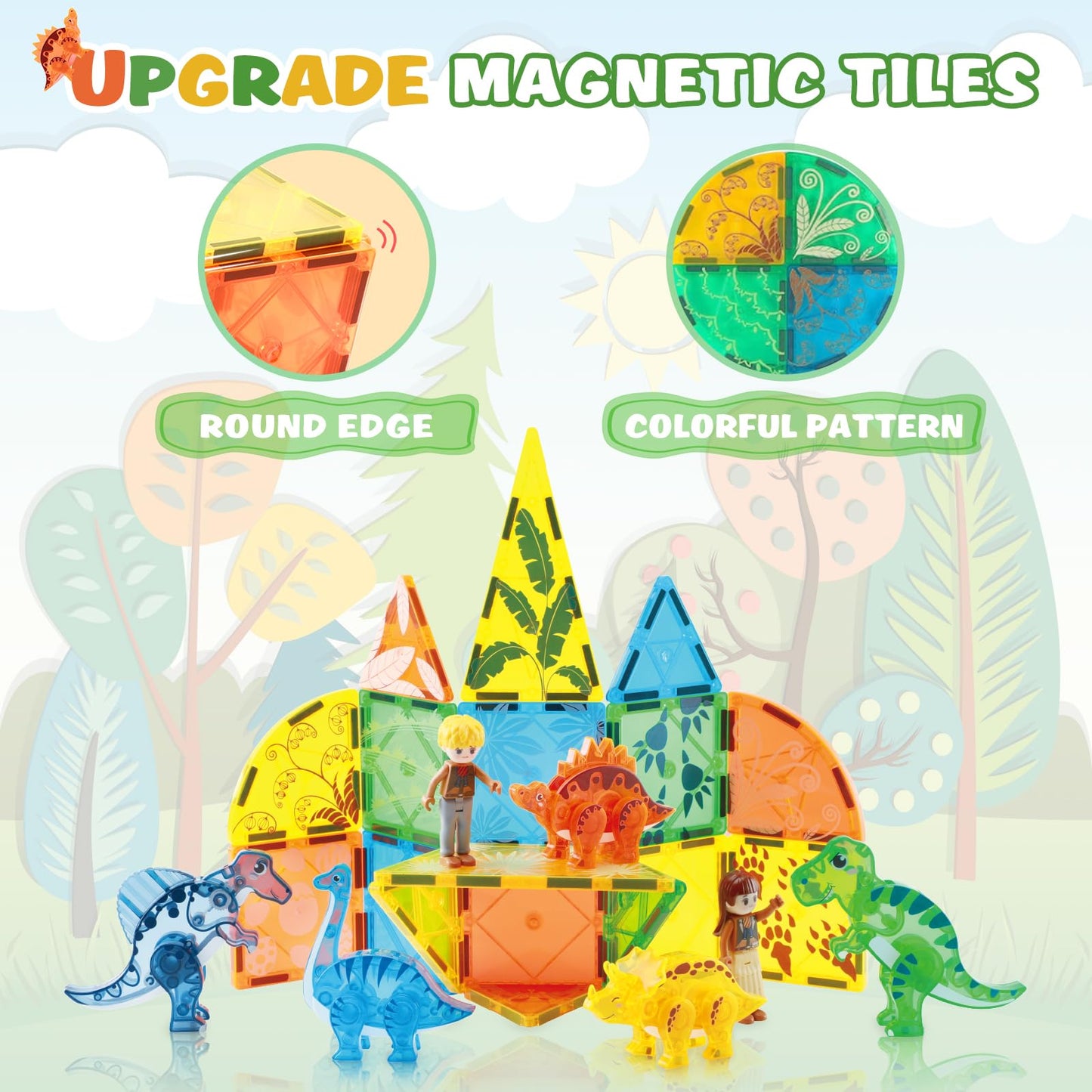 102PCS Ice Castle Magnetic Tiles, 3D Building Blocks STEM Educational Kids Toys for Pretend Play, 3 4 5 6 7 8 Year Old Birthday Gifts for Boys and Girls, Preschool Learning Toys for Birthday