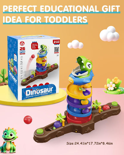 Dinosaur Ball Drop Toys for 3 4 5 6 7 8 9 Years Old Kids, Dino Spin Twister Toddlers Toy, Shoot Balls Toddler Montessori Toys Gifts for 3-6 Year Old Boys Girls, 2 Players PK Mode
