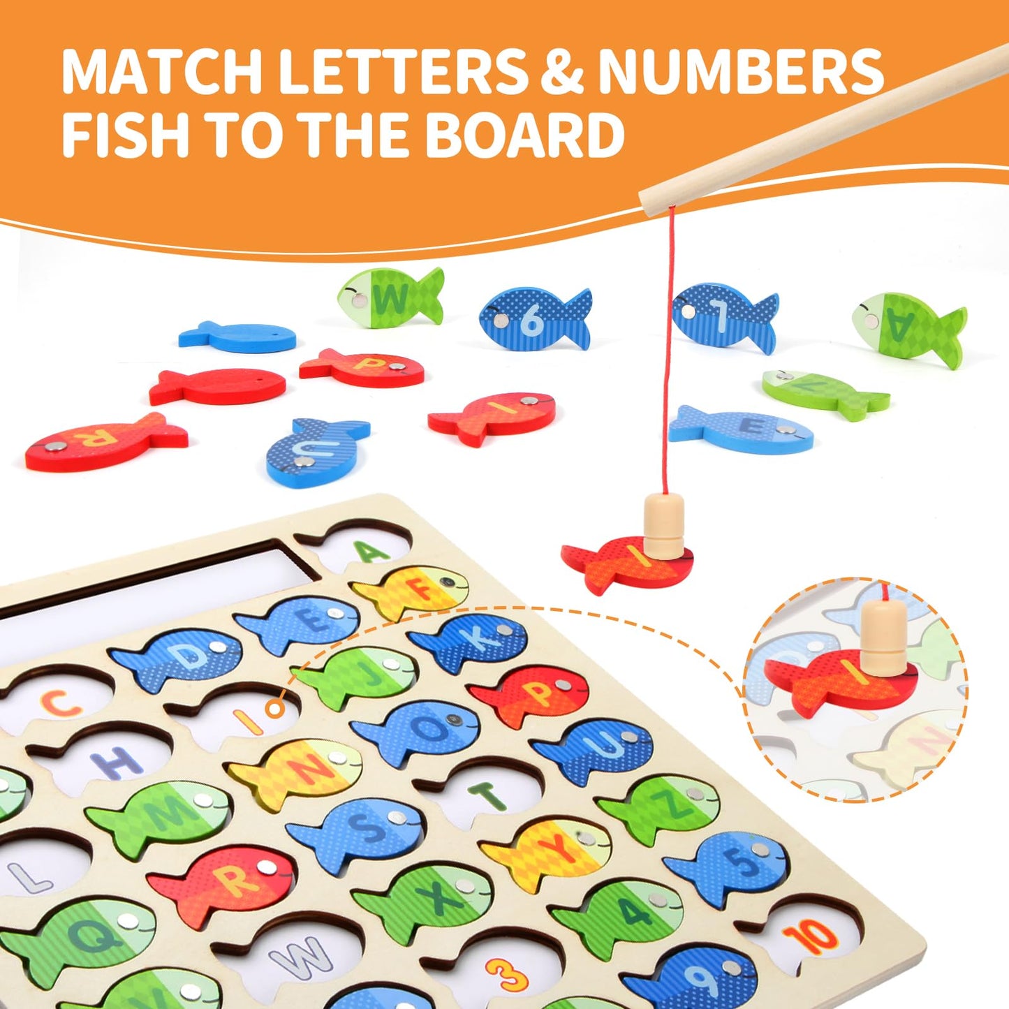 Wooden Magnetic Fishing Game - Educational Toy for Kids 3-5+