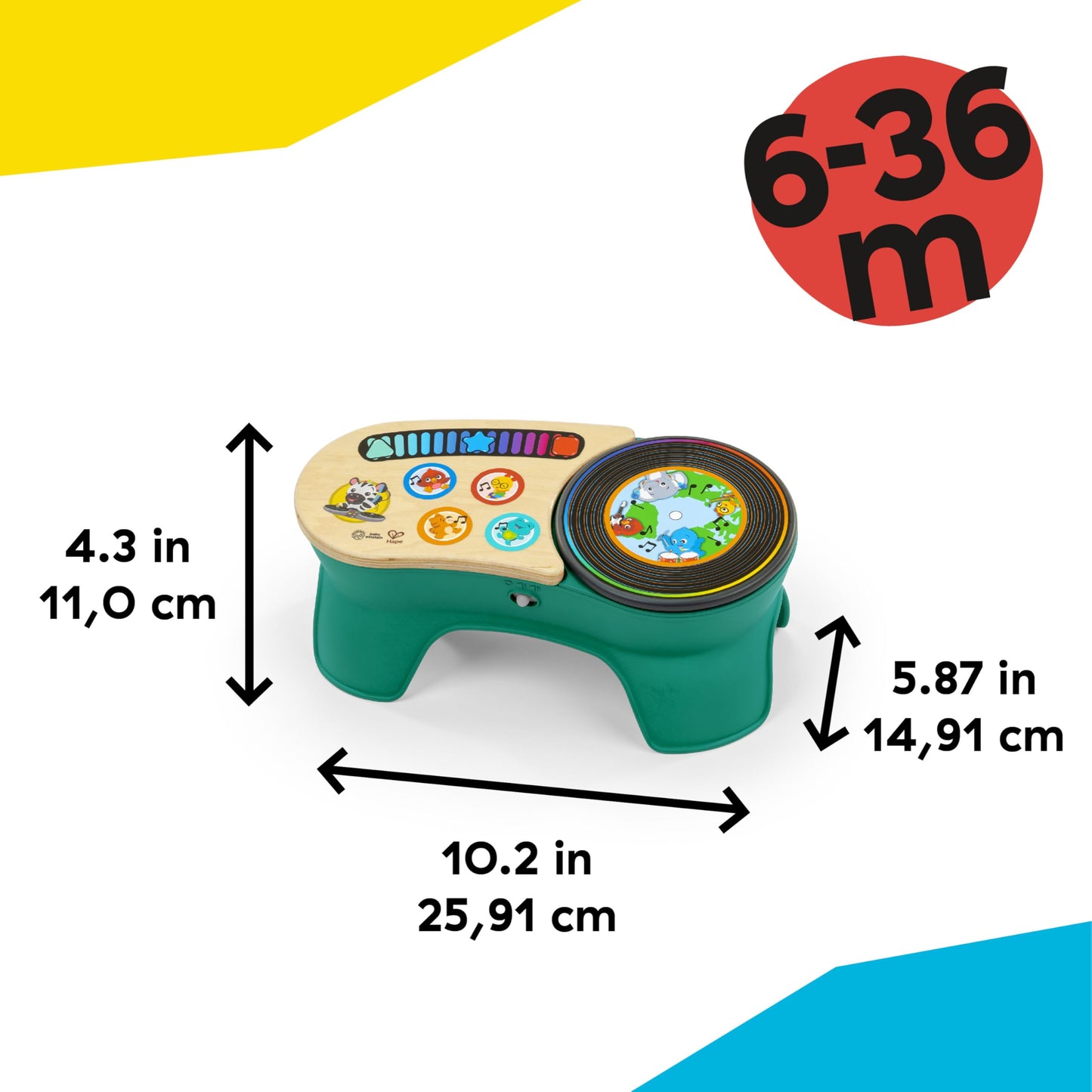 Baby Einstein and Hape Magic Touch Wooden Toy Piano, Montessori Musical Learning Toy for Babies and Toddlers 6mo+
